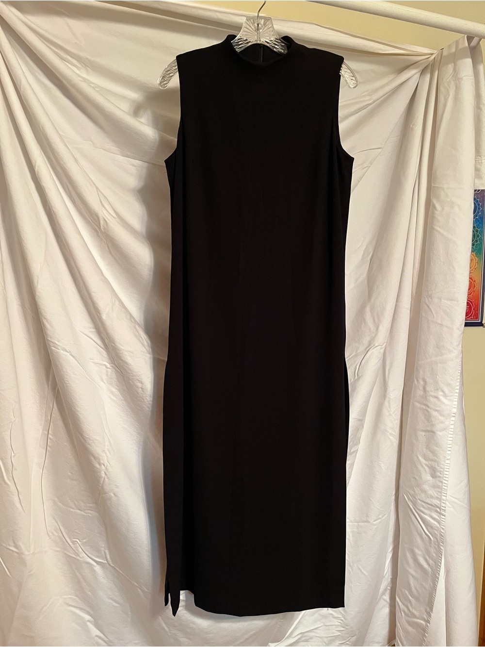 Coldwater Creek Black Sleeveless High-Neck Midi Dress